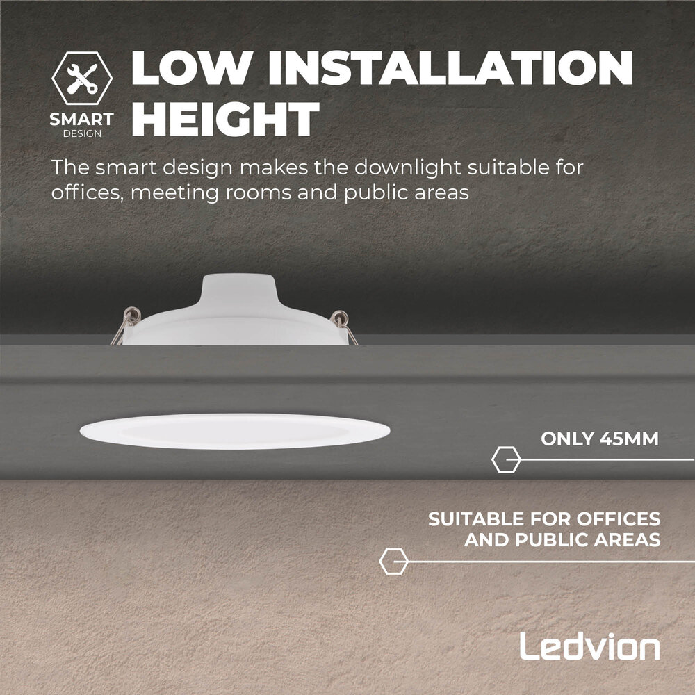 Ledvion 6x LED Downlight 7W - 4000K - 630 Lumen - Ø113 mm