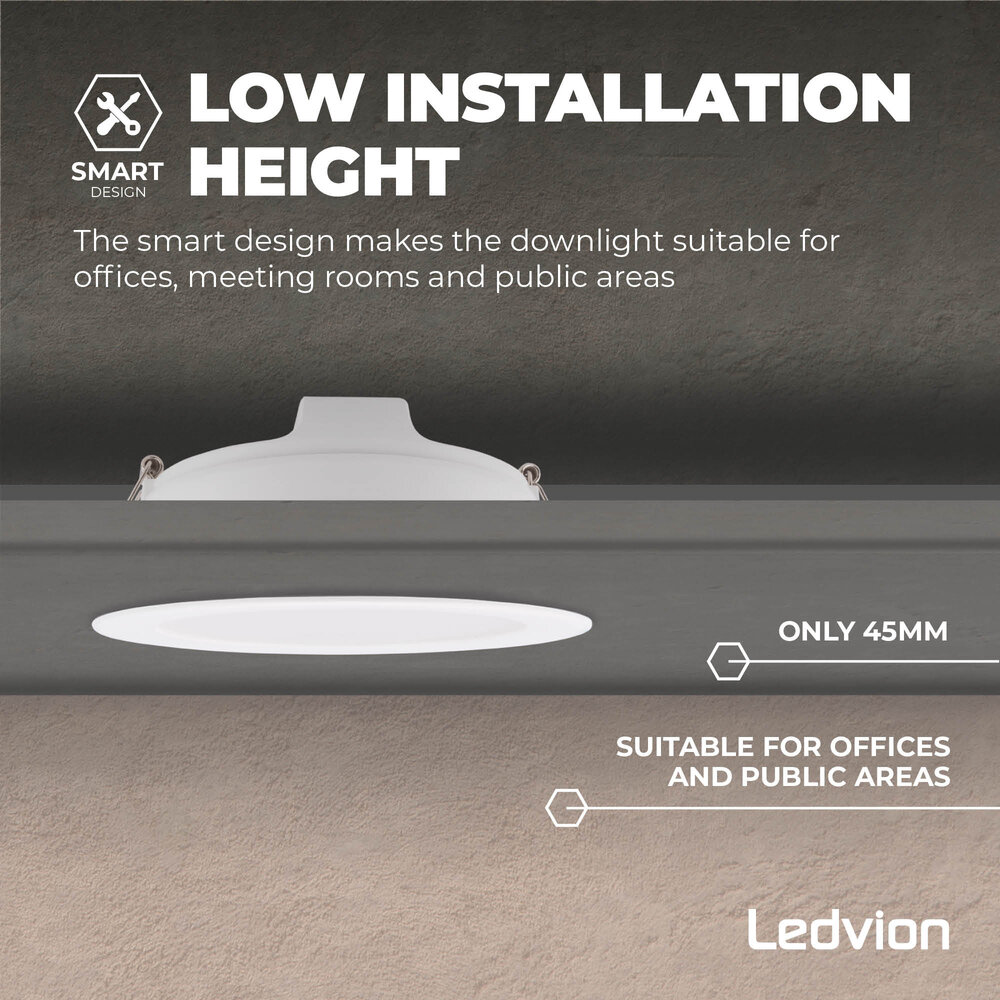 Ledvion 6x LED Downlight 12W - 4000K - 1080 Lumen - Ø120-130 mm