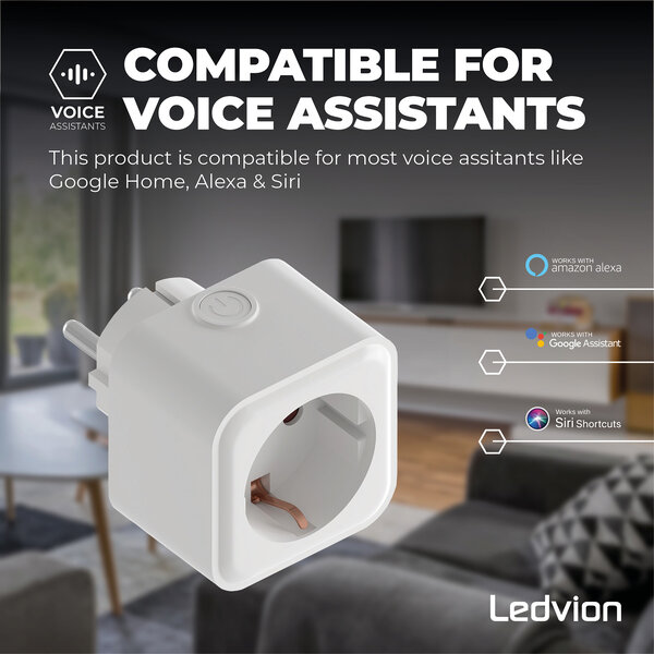 Ledvion 2x Slimme stekker - Energieverbruiksmeter - Smart / WiFi  Stekker