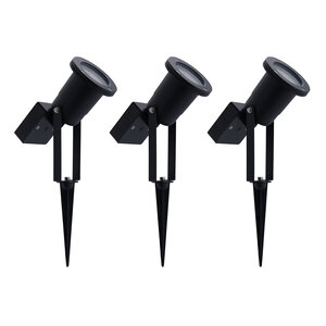 3x LED Solar Prikspot - Zwart - IP44