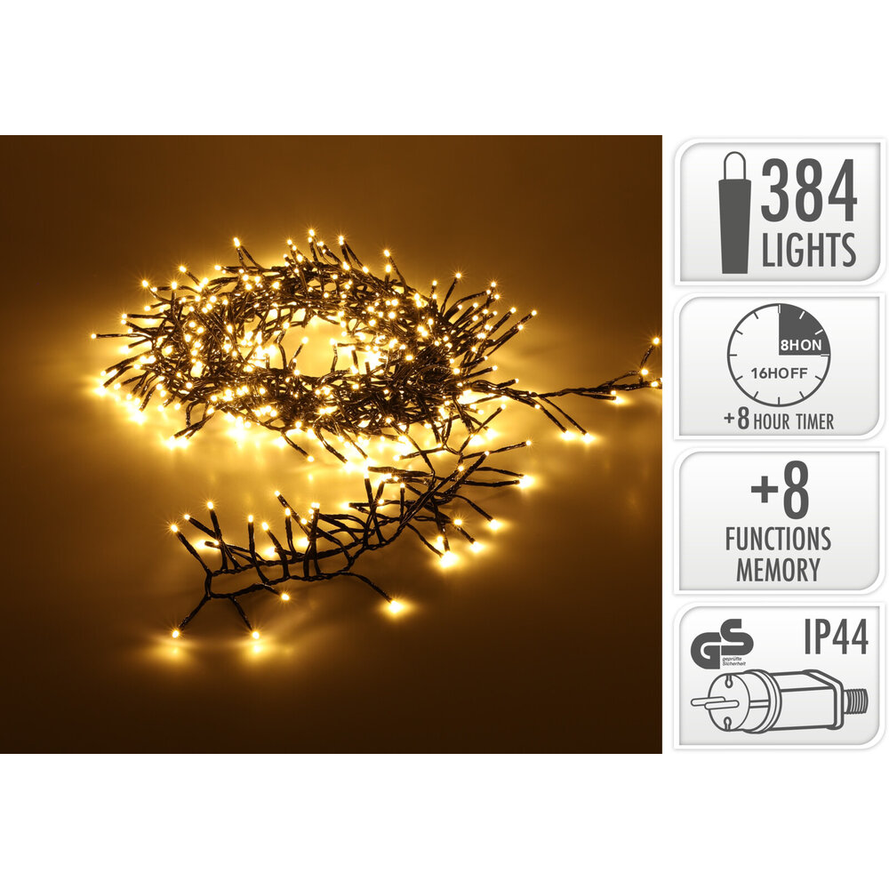 Lightexpert 4,9m LED Kerstverlichting - 384 LEDs - Extra warm wit licht