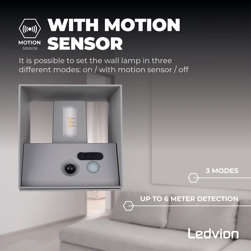 Ledvion USB Oplaadbare Wandlamp Grijs - Draadloos - 4000 mAh Accu - Geschikt voor Binnen & Buiten