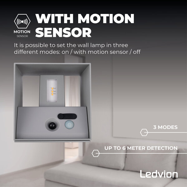 Ledvion USB Oplaadbare Wandlamp Grijs - Draadloos - 4000 mAh Accu - Geschikt voor Binnen & Buiten