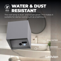 Ledvion USB Oplaadbare Wandlamp Grijs - Draadloos - 4000 mAh Accu - Geschikt voor Binnen & Buiten