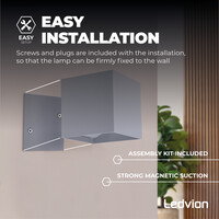 Ledvion USB Oplaadbare Wandlamp Grijs - Draadloos - 4000 mAh Accu - Geschikt voor Binnen & Buiten