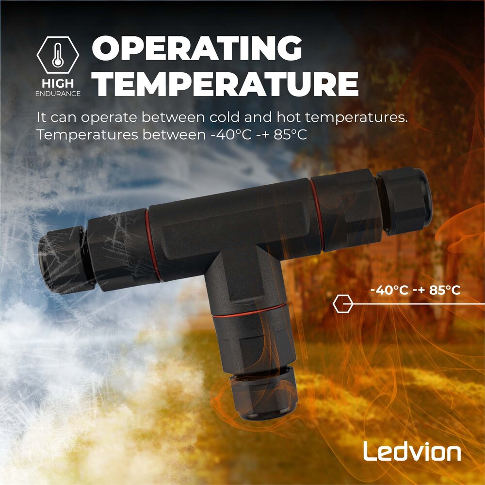 Ledvion IP68 Connector T-vorm Waterdicht