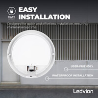 Ledvion LED Bulkhead Ø28 CM - 20W - CCT - 2000 Lumen - Wit - IP65 Waterdicht - 5 jaar garantie