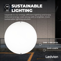 Ledvion LED Bulkhead Ø35 CM - 24W - CCT - 2400 Lumen - Wit - IP65 Waterdicht - 5 jaar garantie