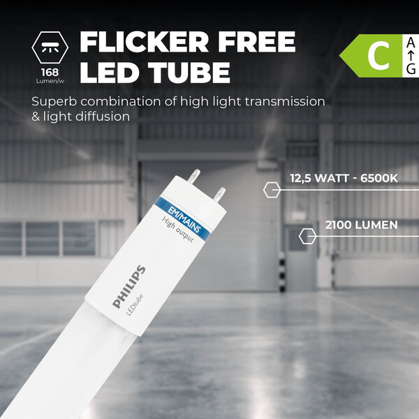 Philips Philips LED TL Buis 120CM - 12.5W - 6500K - 168lm/W - High Efficiency