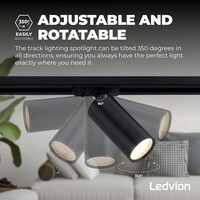 Ledvion 1m LED Railverlichting - 3 Railspots - 5W - 2700K - Dimbaar - 1-Fase Railsysteem - Zwart