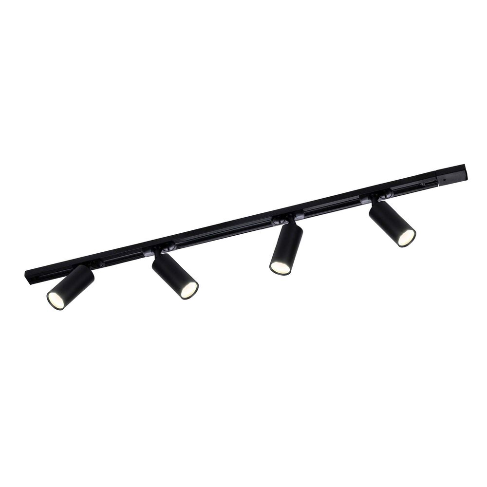 Ledvion 1m LED Railverlichting - 4 Railspots - Dimbaar - 1-Fase Railsysteem - Zwart