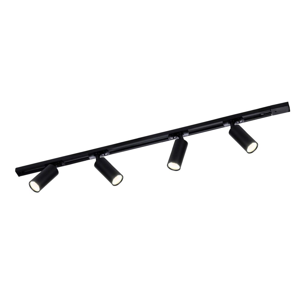 Ledvion 1m LED Railverlichting - 4 Railspots - 5W - 2700K - Dimbaar - 1-Fase Railsysteem - Zwart