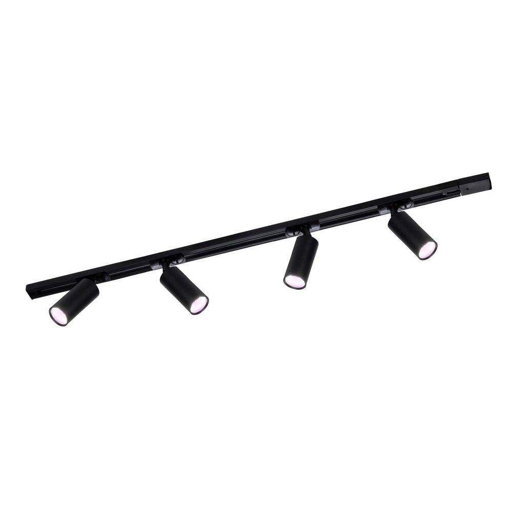Ledvion 1m Smart LED Railverlichting - 4 Railspots - 4,9W - RGB+CCT - Dimbaar - 1-Fase Railsysteem - Zwart