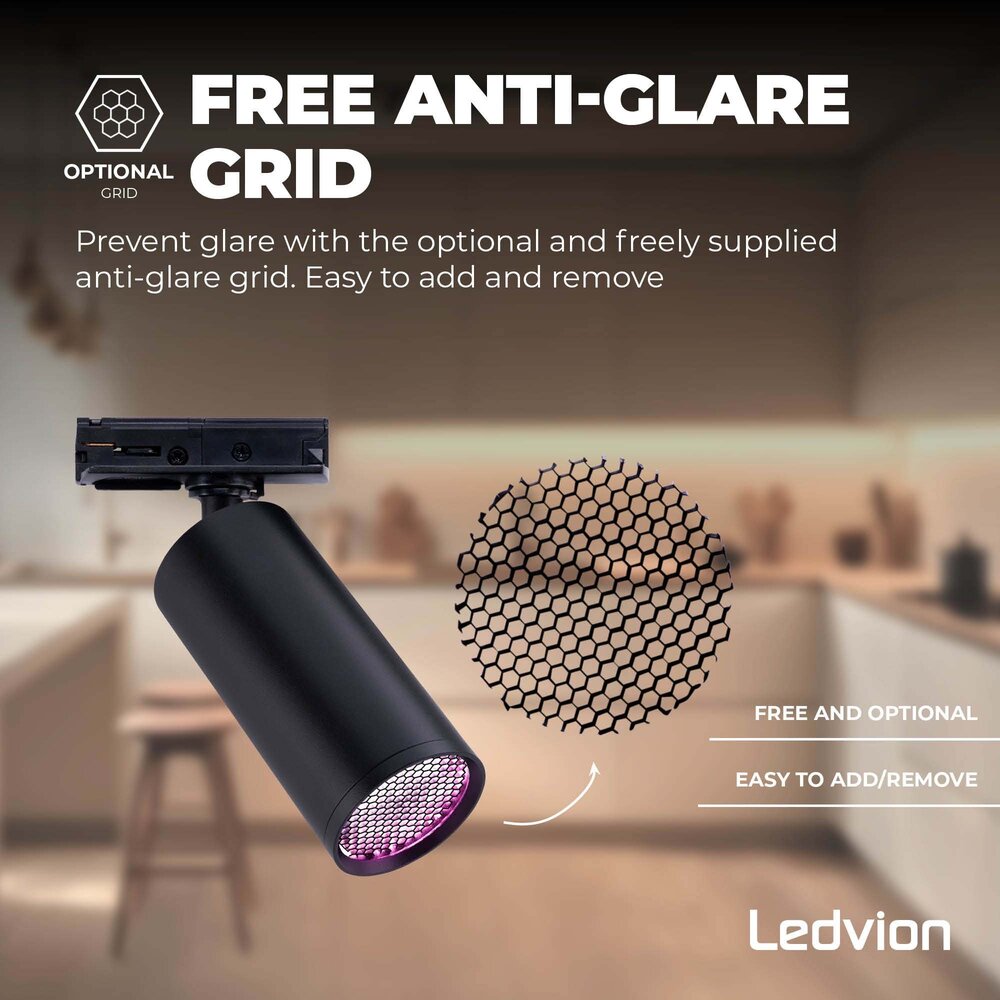 Ledvion 2m Smart LED Railverlichting - 5 Railspots - 4,9W - RGB+CCT - Dimbaar - 1-Fase Railsysteem - Zwart