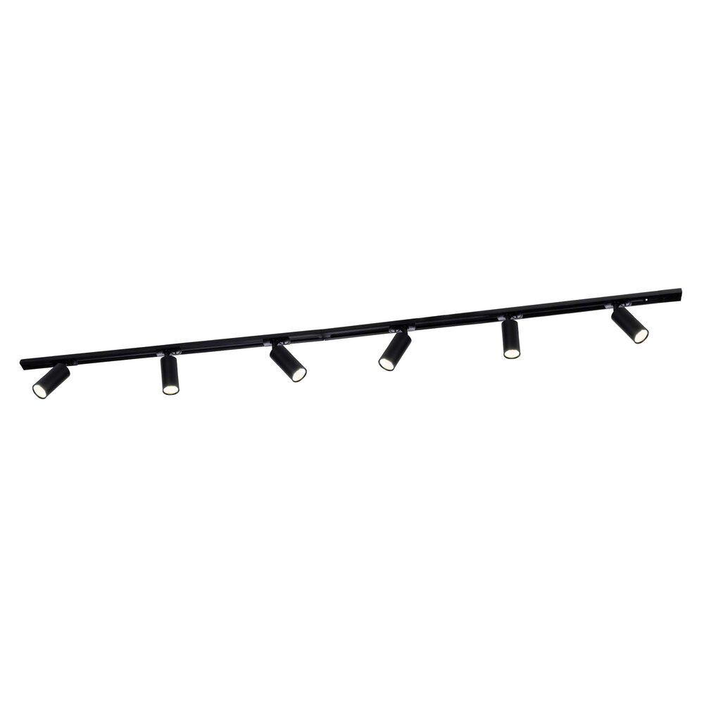 Ledvion 2m LED Railverlichting - 6 Railspots - 3W - 2700K - Dimbaar - 1-Fase Railsysteem - Zwart