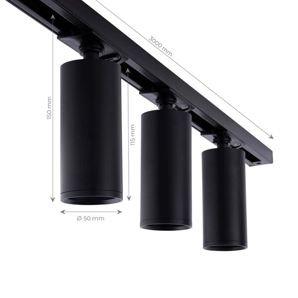 Ledvion 3m Smart LED Railverlichting - 6 Railspots - 4,9W - RGB+CCT - Dimbaar - 1-Fase Railsysteem - Zwart