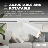 Ledvion 1m LED Railverlichting - 4 Railspots - 5W - 2700K - Dimbaar - 1-Fase Railsysteem - Wit