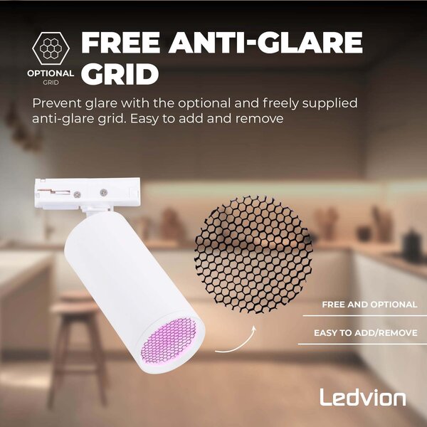 Ledvion 2m Smart LED Railverlichting - 4 Railspots - 4,9W - RGB+CCT - Dimbaar - 1-Fase Railsysteem - Wit