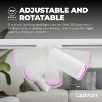 Ledvion 2m Smart LED Railverlichting - 4 Railspots - 4,9W - RGB+CCT - Dimbaar - 1-Fase Railsysteem - Wit