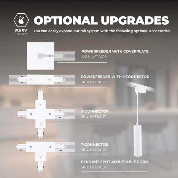 Ledvion 2m LED Railverlichting - 5 Railspots - Dimbaar - 1-Fase Railsysteem - Wit