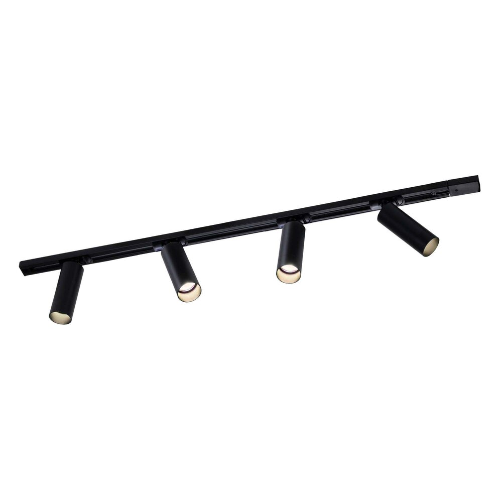 Ledvion 1m LED Railverlichting - 4 Railspots - 3W - 2700K - Dimbaar - 1-Fase Railsysteem - Zwart