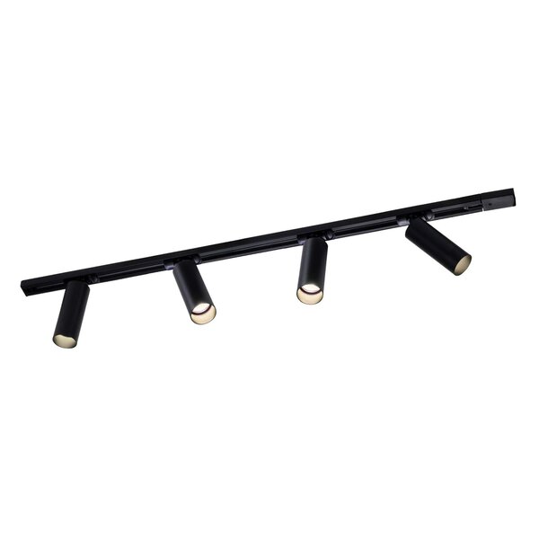 Ledvion 1m LED Railverlichting - 4 Railspots - 3W - 2700K - Dimbaar - 1-Fase Railsysteem - Zwart