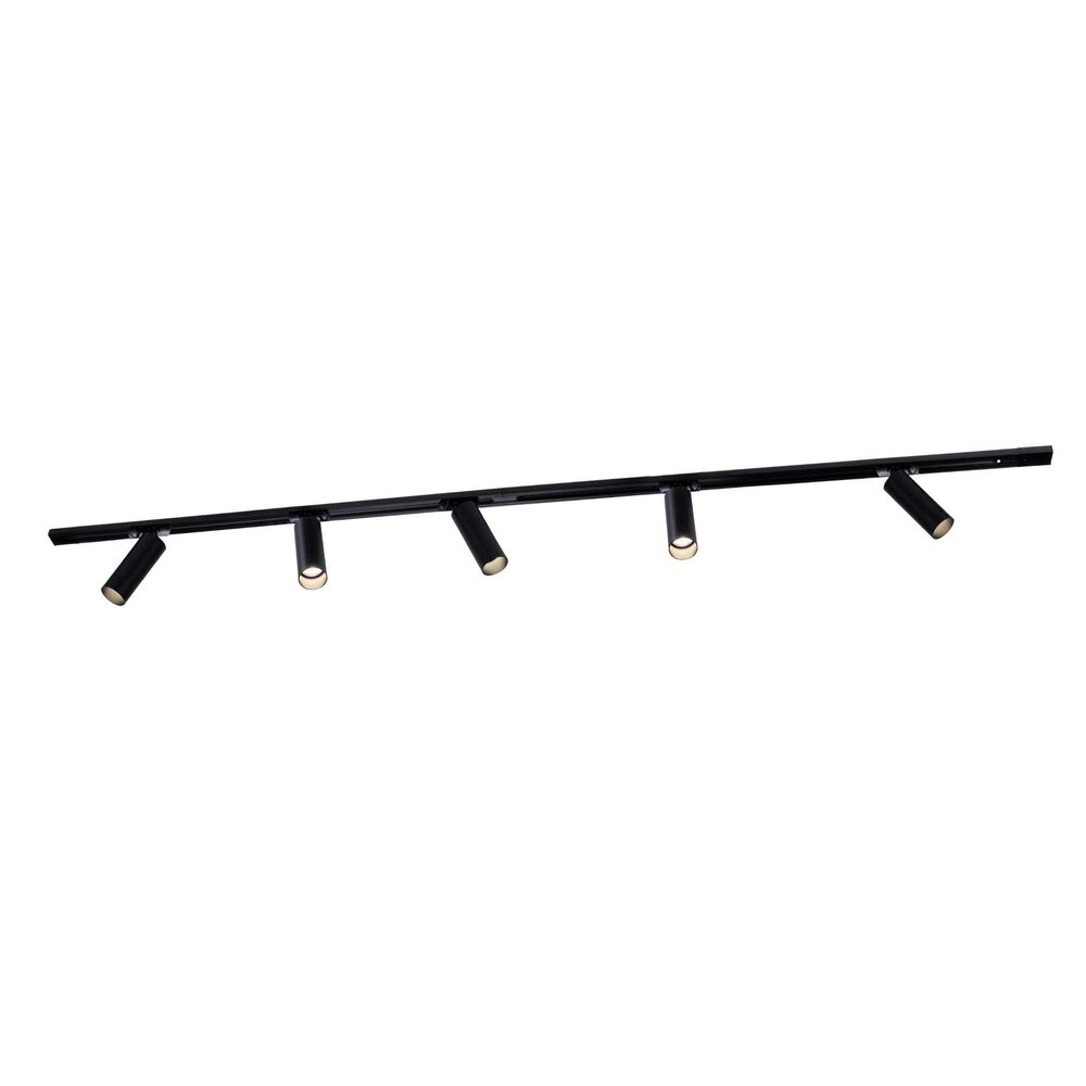 Ledvion 2m LED Railverlichting - 5 Railspots - 3W - 2700K - Dimbaar - 1-Fase Railsysteem - Zwart