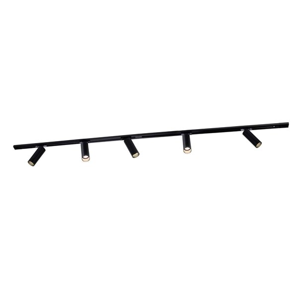 Ledvion 2m LED Railverlichting - 5 Railspots - 3W - 2700K - Dimbaar - 1-Fase Railsysteem - Zwart