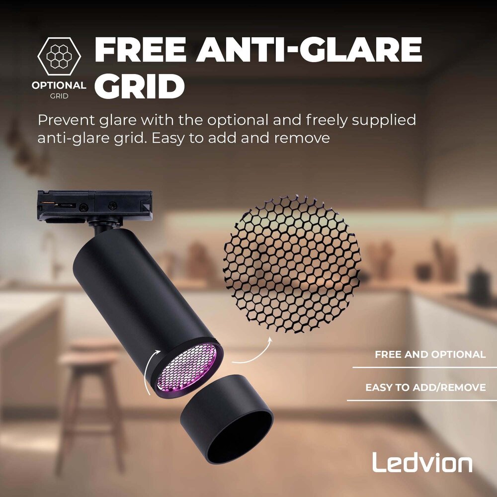 Ledvion 2m Smart LED Railverlichting - 5 Railspots - 4,9W - RGB+CCT - Dimbaar - 1-Fase Railsysteem - Zwart