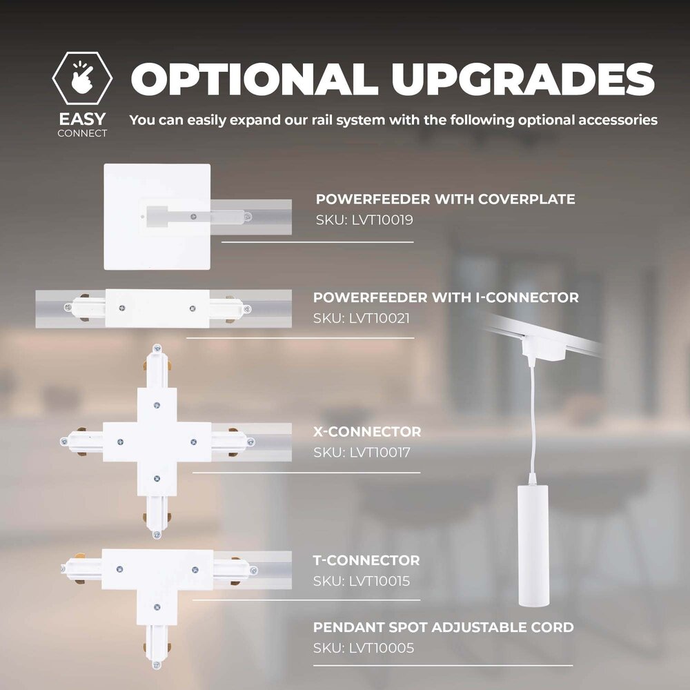 Ledvion 1m LED Railverlichting - 2 Railspots - Dimbaar - 1-Fase Railsysteem - Wit