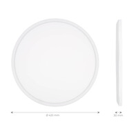 Ledvion Badkamer Plafondlamp - 24W - 2040 Lumen - Wit - Ø42 CM - IP44 Waterdicht - 2700K - LED Plafonniere