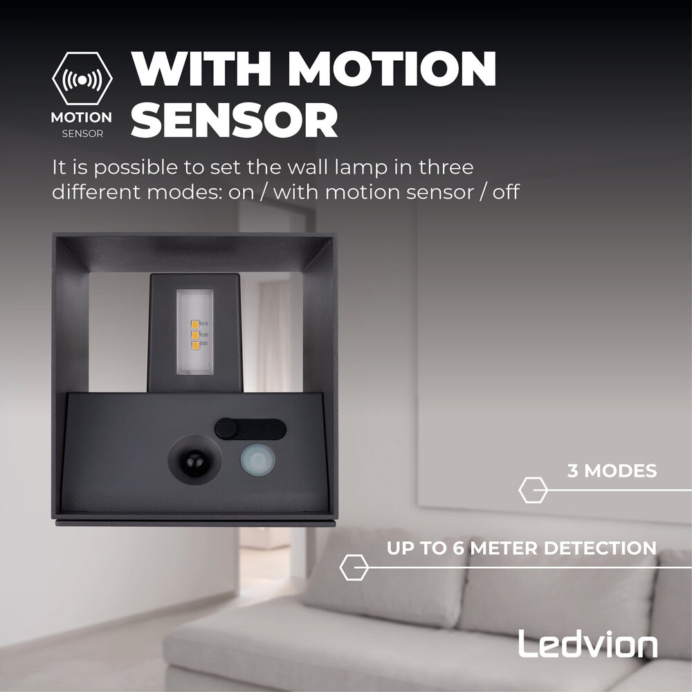 Ledvion USB Oplaadbare Wandlamp Antraciet - Draadloos - 4000 mAh Accu - Geschikt voor Binnen & Buiten
