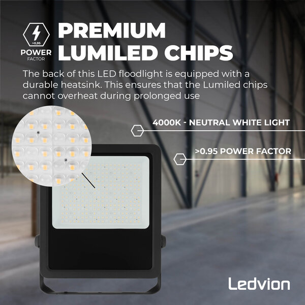 Ledvion Lumileds LED Breedstraler 150W – 21.000 Lumen – 4000K - Asymmetrische lens - 5 Jaar garantie