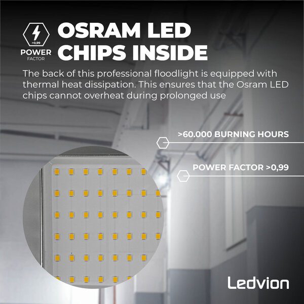 Ledvion LED Breedstraler 100W - Osram LED Chips - 12.000 Lumen - 4000K - Quick Connector - 5 Jaar garantie