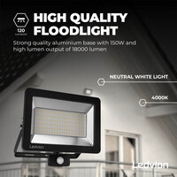 Ledvion LED Breedstraler met Sensor 150W - Osram LED Chips - 4000K - Quick Connector - 5 Jaar garantie