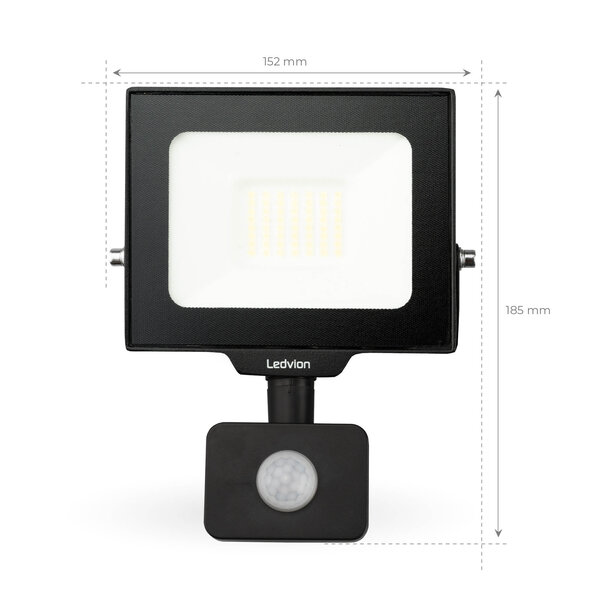 Ledvion LED Breedstraler met Sensor 30W - Osram LED Chips - 3600 Lumen - 4000K