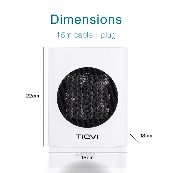 Tiqvi PTC Ventilatorkachel - 1500W - tot 25 m² - 2 standen - Wit - Elektrische Verwarming