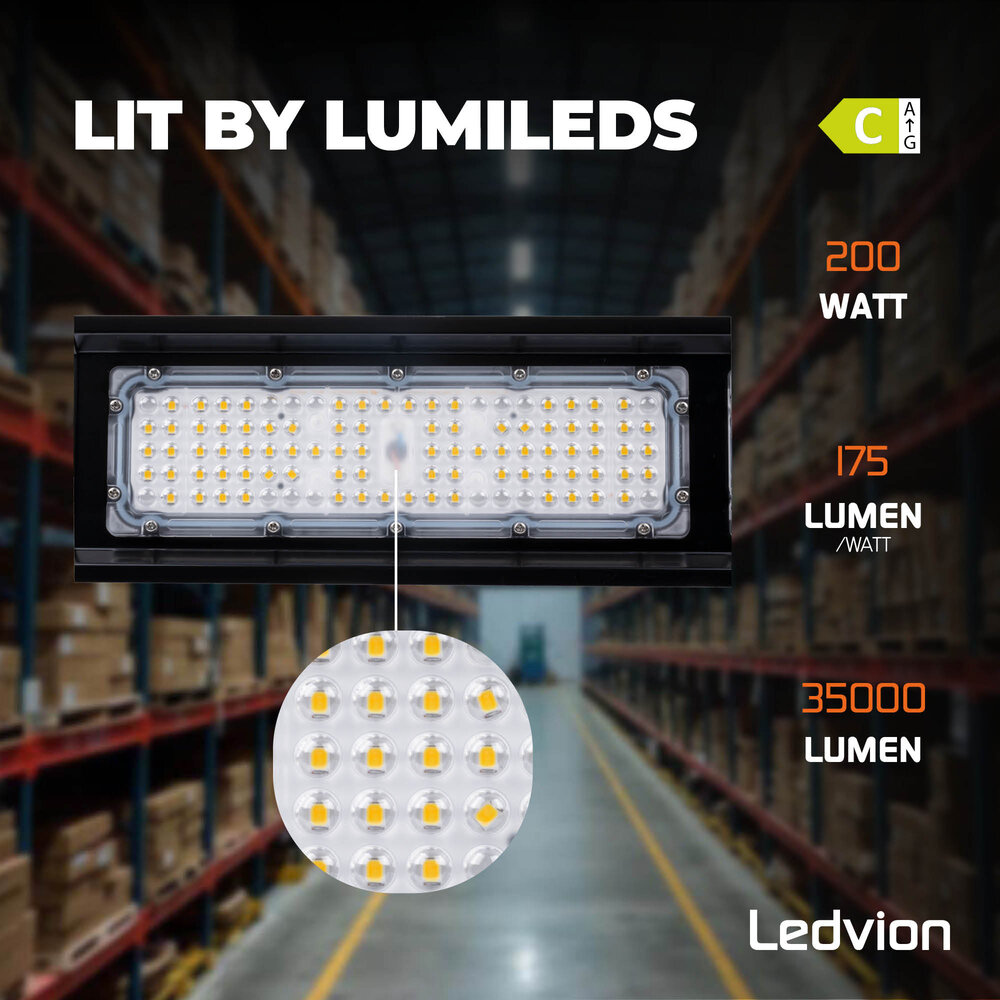 Ledvion LED Lineaire High Bay 200W - 175lm/W -  IP65 - 4000K - Dimbaar - Lumileds Chips - Magazijnverlichting - 5 jaar garantie