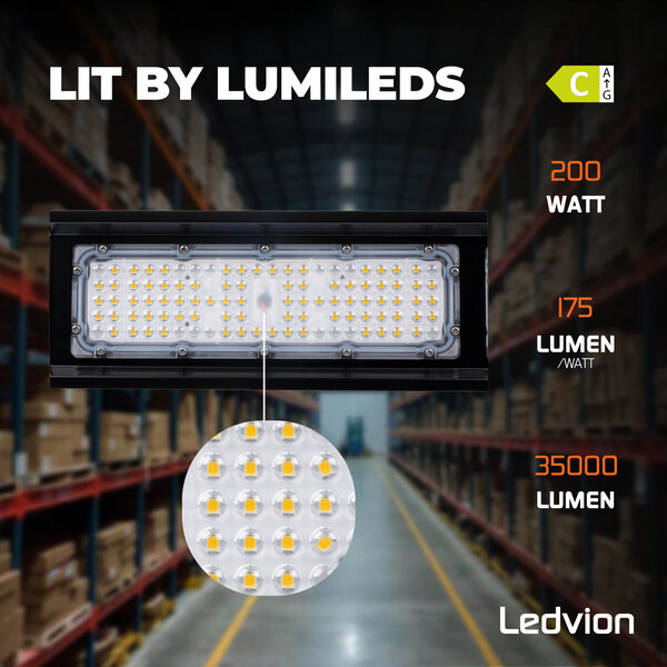 Ledvion LED Lineaire High Bay 200W - 175lm/W -  IP65 - 4000K - Dimbaar - Lumileds Chips - Magazijnverlichting - 5 jaar garantie