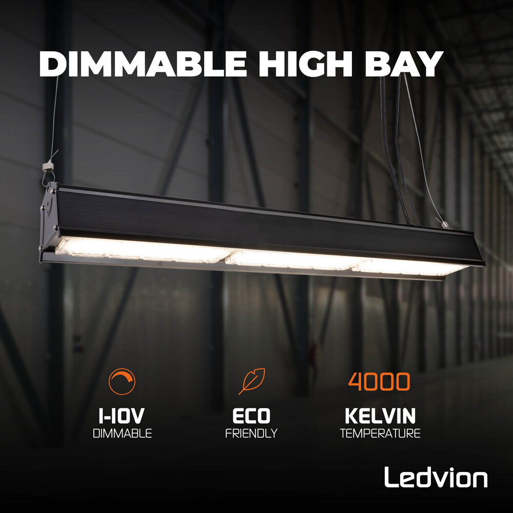 Ledvion LED Lineaire High Bay 200W - 175lm/W -  IP65 - 4000K - Dimbaar - Lumileds Chips - Magazijnverlichting - 5 jaar garantie