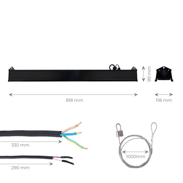 Ledvion LED Lineaire High Bay 200W - 175lm/W -  IP65 - 4000K - Dimbaar - Lumileds Chips - Magazijnverlichting - 5 jaar garantie