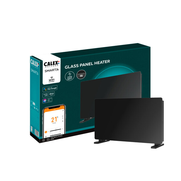Calex Calex Smart WiFi Elektrische Verwarming - 1400 Watt - Glas Paneel