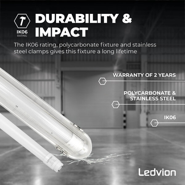 Ledvion LED TL Armatuur met Sensor 60CM - 7W - 6500K - IP65 - Incl. LumiLEDs LED TL