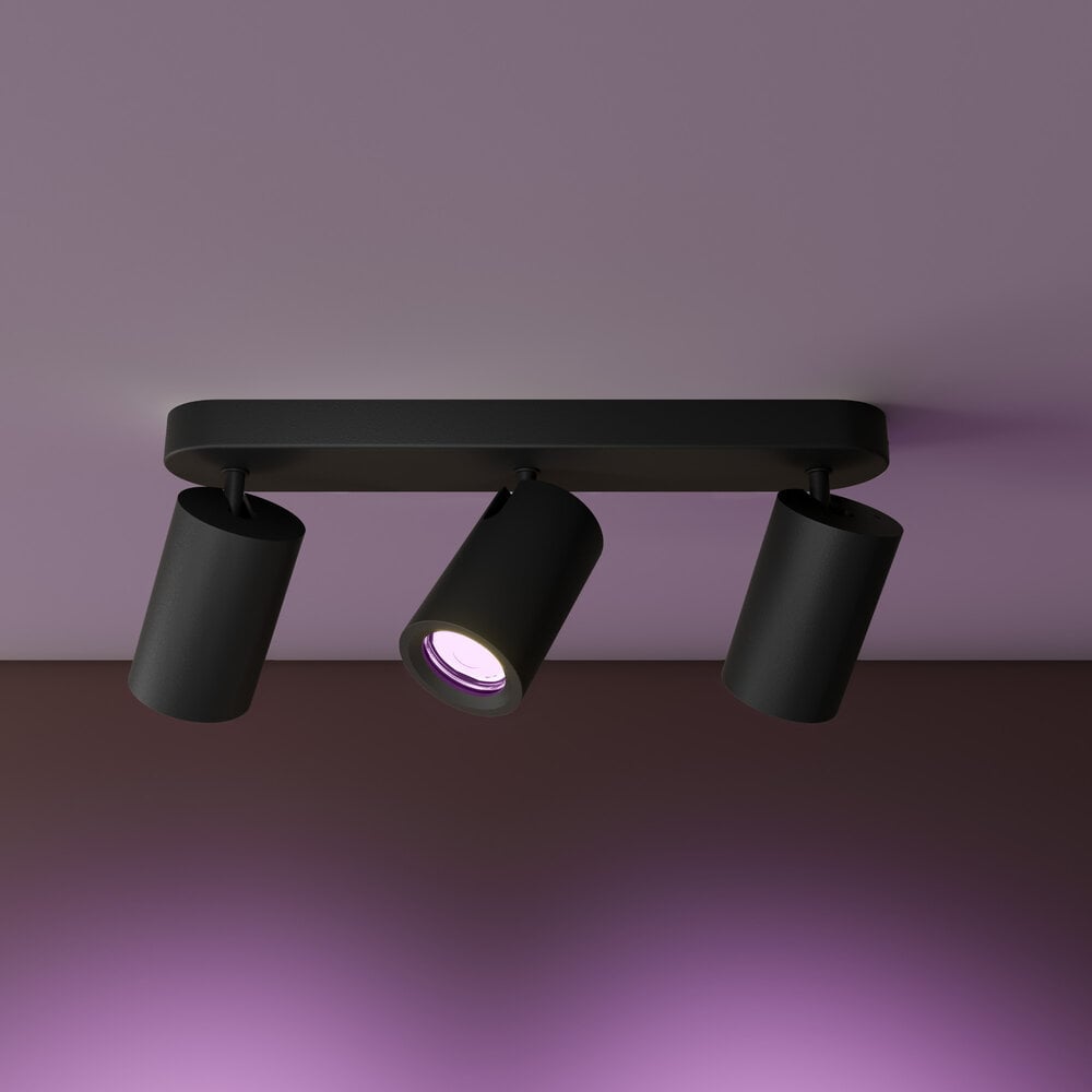 Ledvion LED Plafondspot Zwart Trio - Dimbaar - 4,9W - RGB+CCT - Kantelbaar