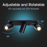Ledvion LED Plafondspot Zwart Trio - Dimbaar - 3W - 4000K - Kantelbaar