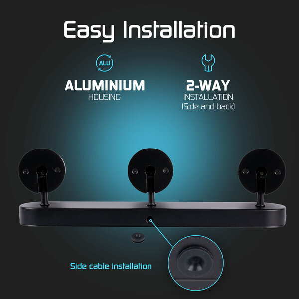 Ledvion LED Plafondspot Zwart Trio - Dimbaar - 3W - 4000K - Kantelbaar