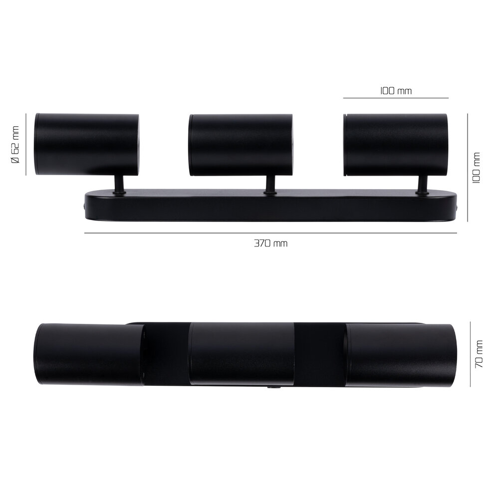 Ledvion LED Plafondspot Zwart Trio - Dimbaar - 3W - 4000K - Kantelbaar