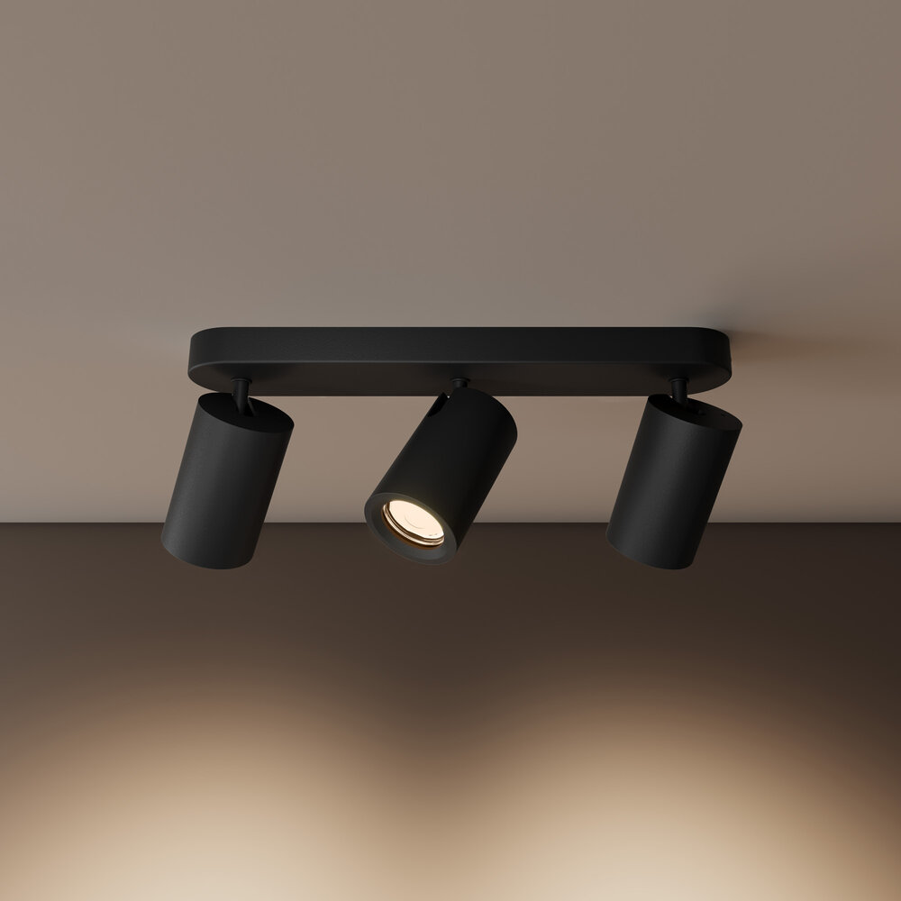 Ledvion LED Plafondspot Zwart Trio - Dimbaar - 3W - 4000K - Kantelbaar