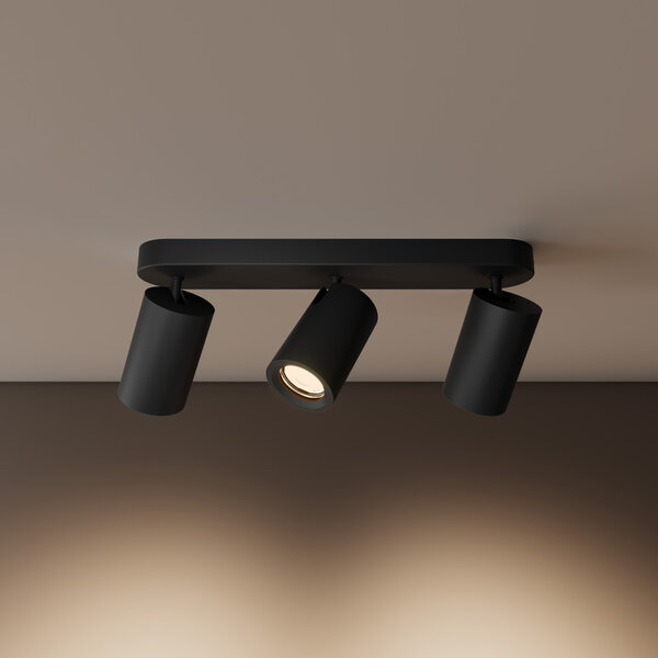Ledvion LED Plafondspot Zwart Trio - Dimbaar - 3W - 4000K - Kantelbaar