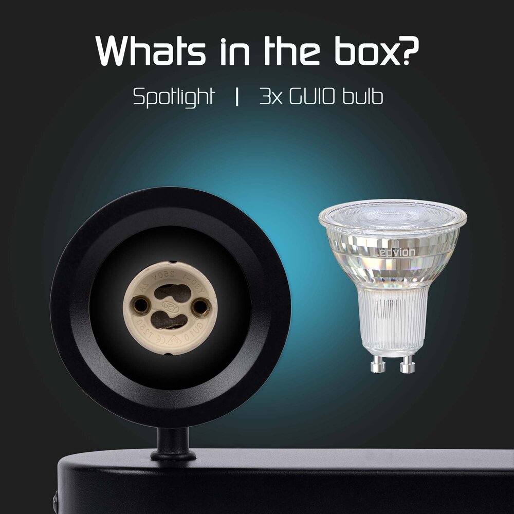 Ledvion LED Plafondspot Zwart Trio - Dimbaar - 3W - 4000K - Kantelbaar